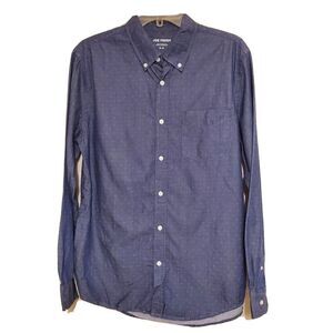 Joe Fresh Shirt Mens Medium Blue White Polka dot‎ Button Down Long Sleeve Career